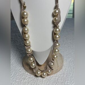 Jcrew pearl necklace on ribbon